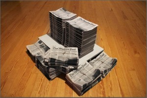 Obituary, Dimensions Variable, Stacks of Newsprint, 2014